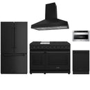Black Thor Kitchen appliance package with 48-inch range, range hood, french door refrigerator, dishwasher, microwave drawer