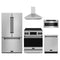 Gordon Ramsay by Thor Kitchen 5-Piece Appliance Package - 30-Inch Electric Range with Tilt Panel, Counter-Depth Refrigerator, Wall Mount Hood, Dishwasher, & Microwave Drawer in Stainless Steel with Black Trim