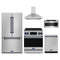 Gordon Ramsay by Thor Kitchen 5-Piece Appliance Package - 30-Inch Electric Range with Tilt Panel, Counter-Depth Refrigerator, Wall Mount Hood, Dishwasher, & Microwave Drawer in Stainless Steel with Blue Trim