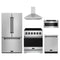 Gordon Ramsay by Thor Kitchen 5-Piece Appliance Package - 30-Inch Electric Range, Counter-Depth Refrigerator, Wall Mount Hood, Dishwasher, & Microwave Drawer in Stainless Steel with Black Trim