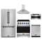 Gordon Ramsay by Thor Kitchen 5-Piece Appliance Package - 30-Inch Electric Range, Counter-Depth Refrigerator, Wall Mount Hood, Dishwasher, & Microwave Drawer in Stainless Steel with Blue Trim