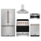 Gordon Ramsay by Thor Kitchen 5-Piece Appliance Package - 30-Inch Electric Range, Counter-Depth Refrigerator, Wall Mount Hood, Dishwasher, & Microwave Drawer in Stainless Steel with Rose Gold Trim
