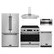 Gordon Ramsay by Thor Kitchen 5-Piece Appliance Package - 36-Inch Electric Range with Tilt Panel, Counter-Depth Refrigerator, Wall Mount Hood, Dishwasher, & Microwave Drawer in Stainless Steel with Black Trim