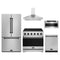 Gordon Ramsay by Thor Kitchen 5-Piece Appliance Package - 36-Inch Electric Range, Counter-Depth Refrigerator, Wall Mount Hood, Dishwasher, & Microwave Drawer in Stainless Steel with Black Trim