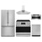 Gordon Ramsay by Thor Kitchen 5-Piece Appliance Package - 36-Inch Electric Range with Tilt Panel, Counter-Depth Refrigerator, Wall Mount Hood, Dishwasher, & Microwave Drawer in Stainless Steel