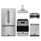 Gordon Ramsay by Thor Kitchen 5-Piece Appliance Package - 30-Inch Propane Gas Range with Tilt Panel, Counter-Depth Refrigerator, Wall Mount Hood, Dishwasher, & Microwave Drawer in Stainless Steel with Black Trim