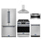 Gordon Ramsay by Thor Kitchen 5-Piece Appliance Package - 30-Inch Propane Gas Range with Tilt Panel, Counter-Depth Refrigerator, Wall Mount Hood, Dishwasher, & Microwave Drawer in Stainless Steel with Blue Trim