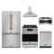Gordon Ramsay by Thor Kitchen 5-Piece Appliance Package - 30-Inch Propane Gas Range with Tilt Panel, Counter-Depth Refrigerator, Wall Mount Hood, Dishwasher, & Microwave Drawer in Stainless Steel with Rose Gold Trim