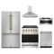 Gordon Ramsay by Thor Kitchen 5-Piece Appliance Package - 30-Inch Natural Gas Range, Counter-Depth Refrigerator, Wall Mount Hood, Dishwasher, & Microwave Drawer in Stainless Steel with Bronze Trim