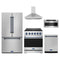 Gordon Ramsay by Thor Kitchen 5-Piece Appliance Package - 30-Inch Propane Gas Range, Counter-Depth Refrigerator, Wall Mount Hood, Dishwasher, & Microwave Drawer in Stainless Steel with Blue Trim