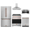 Gordon Ramsay by Thor Kitchen 5-Piece Appliance Package - 30-Inch Propane Gas Range, Counter-Depth Refrigerator, Wall Mount Hood, Dishwasher, & Microwave Drawer in Stainless Steel with Rose Gold Trim