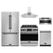 Gordon Ramsay by Thor Kitchen 5-Piece Appliance Package - 36-Inch Propane Gas Range with Tilt Panel, Counter-Depth Refrigerator, Wall Mount Hood, Dishwasher, & Microwave Drawer in Stainless Steel with Black Trim