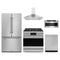 Gordon Ramsay by Thor Kitchen 5-Piece Appliance Package - 36-Inch Propane Gas Range with Tilt Panel, Counter-Depth Refrigerator, Wall Mount Hood, Dishwasher, & Microwave Drawer in Stainless Steel
