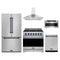 Gordon Ramsay by Thor Kitchen 5-Piece Appliance Package - 36-Inch Propane Gas Range, Counter-Depth Refrigerator, Wall Mount Hood, Dishwasher, & Microwave Drawer in Stainless Steel with Blue Trim