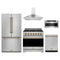 Gordon Ramsay by Thor Kitchen 5-Piece Appliance Package - 36-Inch Propane Gas Range, Counter-Depth Refrigerator, Wall Mount Hood, Dishwasher, & Microwave Drawer in Stainless Steel with Bronze Trim