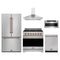Gordon Ramsay by Thor Kitchen 5-Piece Appliance Package - 36-Inch Propane Gas Range, Counter-Depth Refrigerator, Wall Mount Hood, Dishwasher, & Microwave Drawer in Stainless Steel with Rose Gold Trim