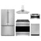 Gordon Ramsay by Thor Kitchen 5-Piece Appliance Package - 36-Inch Natural Gas Range, Counter-Depth Refrigerator, Wall Mount Hood, Dishwasher, & Microwave Drawer in Stainless Steel