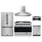 Gordon Ramsay by Thor Kitchen 5-Piece Appliance Package - 48-Inch Natural Gas Range, Counter-Depth Refrigerator, Wall Mount Hood, Dishwasher, & Microwave Drawer in Stainless Steel with Blue Trim
