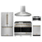 Gordon Ramsay by Thor Kitchen 5-Piece Appliance Package - 48-Inch Natural Gas Range, Counter-Depth Refrigerator, Wall Mount Hood, Dishwasher, & Microwave Drawer in Stainless Steel with Bronze Trim