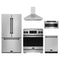 Gordon Ramsay by Thor Kitchen 5-Piece Appliance Package - 30-Inch Induction Range, Counter-Depth Refrigerator, Wall Mount Hood, Dishwasher, & Microwave Drawer in Stainless Steel with Black Trim