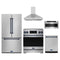 Gordon Ramsay by Thor Kitchen 5-Piece Appliance Package - 30-Inch Induction Range, Counter-Depth Refrigerator, Wall Mount Hood, Dishwasher, & Microwave Drawer in Stainless Steel with Blue Trim