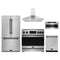 Gordon Ramsay by Thor Kitchen 5-Piece Appliance Package - 36-Inch Induction Range, Counter-Depth Refrigerator, Wall Mount Hood, Dishwasher, & Microwave Drawer in Stainless Steel with Black Trim