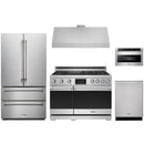 Stainless steel Thor Kitchen appliance package with 36-inch range, range hood, french door refrigerator, dishwasher, microwave drawer