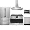 Stainless steel Thor Kitchen appliance package with 36-inch range, range hood, french door refrigerator, dishwasher, microwave drawer