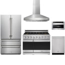 Stainless steel Thor Kitchen appliance package with 36-inch range, range hood, french door refrigerator, dishwasher, microwave drawer