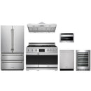 Stainless steel Thor Kitchen appliance package with 48-inch range, range hood, french door refrigerator, dishwasher, microwave drawer, wine cooler
