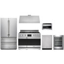 Stainless steel Thor Kitchen appliance package with 48-inch range, range hood, french door refrigerator, dishwasher, microwave drawer, wine cooler