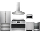 Stainless steel Thor Kitchen appliance package with 48-inch range, range hood, french door refrigerator, dishwasher, microwave drawer, wine cooler