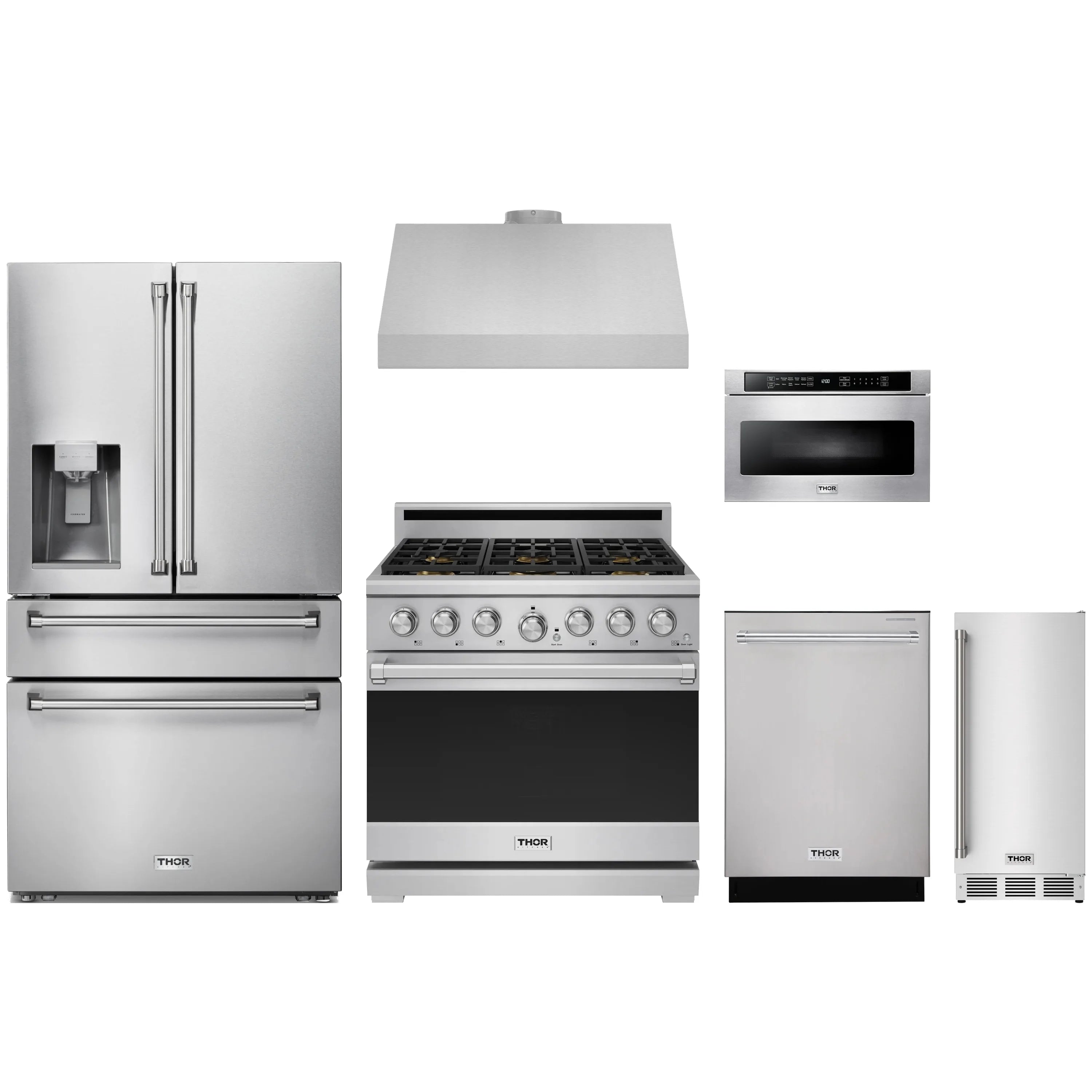 Stainless steel propane gas range with front knobs and closed black oven door