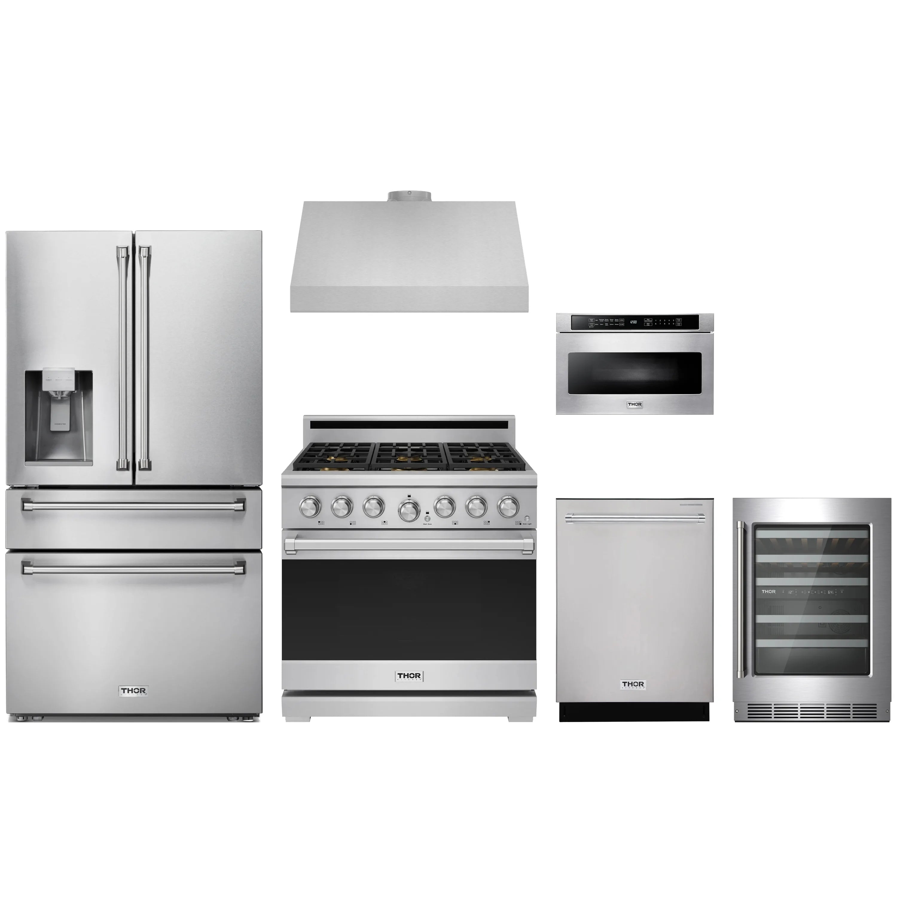 Stainless steel propane gas range with oven door and four-burner cooktop