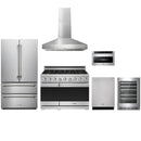 Stainless steel Thor Kitchen appliance package with 48-inch range, range hood, french door refrigerator, dishwasher, microwave drawer, wine cooler