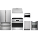 Stainless steel Thor Kitchen appliance package with 36-inch range, range hood, french door refrigerator, dishwasher, microwave drawer, wine cooler