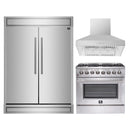 Forno 3-Piece Appliance Package - 36-Inch Dual Fuel Range, 60-Inch Pro-Style Refrigerator & Wall Mount Hood in Stainless Steel