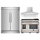 Forno 3-Piece Pro Appliance Package - 48-Inch Dual Fuel Range, 60-Inch Pro-Style Refrigerator & Wall Mount Hood in Stainless Steel