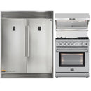 Forno 3-Piece Appliance Package - 30-InchAPD3-6276-30-HGas Range with Air Fryer, 60-Inch Pro-Style Refrigerator & Wall Mount Hood with Backsplash in Stainless Steel