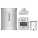 Forno 4-Piece Appliance Package - 30-Inch Electric Range, Wall Mount Range Hood, Pro-Style Refrigerator, and Dishwasher in Stainless Steel