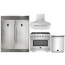 Forno 4-Piece Pro Appliance Package - 36-Inch Gas Range, 60-Inch Pro-Style Refrigerator, Wall Mount Hood, & 3-Rack Dishwasher in Stainless Steel