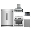 Forno 5-Piece Appliance Package - 30-Inch Electric Range, Wall Mount Range Hood, Pro-Style Refrigerator, Dishwasher, and 24-Inch Microwave Drawer in Stainless Steel