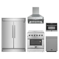 Forno 5-Piece Appliance Package - 30-Inch Electric Range, Wall Mount Range Hood, Pro-Style Refrigerator, Dishwasher, and 24-Inch Microwave Oven in Stainless Steel