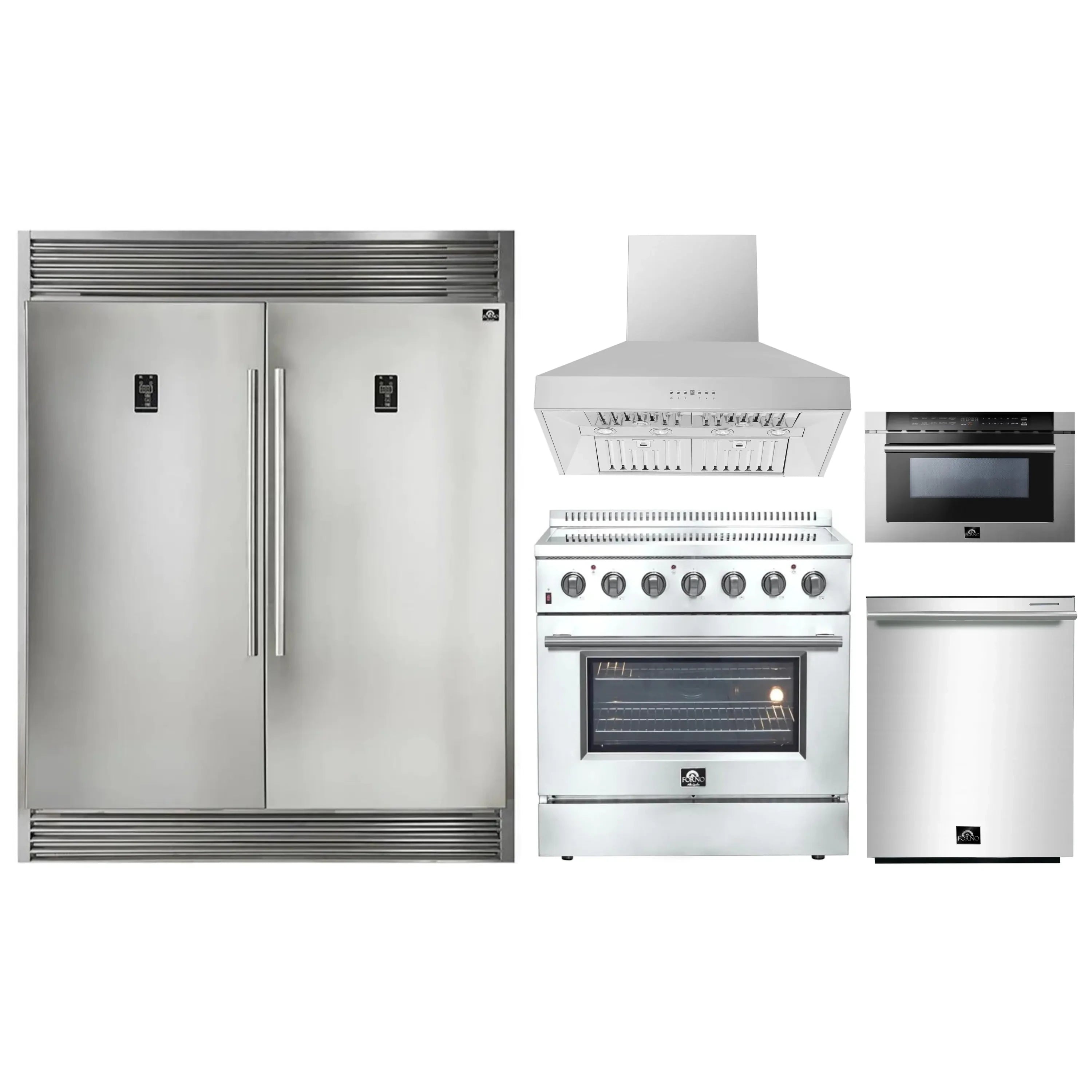 Stainless steel electric range with oven window, control knobs, and pro-style cooktop