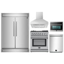 Forno 5-Piece Appliance Package - 30-Inch Dual Fuel Range with Air Fryer, 60-Inch Pro-Style Refrigerator, Wall Mount Hood, 24-Inch Microwave Oven, & 3-Rack Dishwasher in Stainless Steel