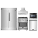 Forno 5-Piece Pro Appliance Package - 30-Inch Gas Range, 60-Inch Pro-Style Refrigerator, Wall Mount Hood, 24-Inch Microwave Drawer, & 3-Rack Dishwasher in Stainless Steel