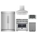 Forno 5-Piece Pro Appliance Package - 36-Inch Capriasca Gas Range, 60-Inch Pro-Style Refrigerator, Wall Mount Hood, 30-Inch Microwave Drawer, & 3-Rack Dishwasher in Stainless Steel