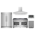Forno 5-Piece Pro Appliance Package - 60-Inch Capriasca Gas Range, 60-Inch Pro-Style Refrigerator, Wall Mount Hood, 30-Inch Microwave Drawer, & 3-Rack Dishwasher in Stainless Steel