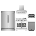 Forno 5-Piece Pro Appliance Package - 36-Inch Capriasca French Door Gas Range, 60-Inch Pro-Style Refrigerator, Wall Mount Hood, 30-Inch Microwave Drawer, & 3-Rack Dishwasher in Stainless Steel