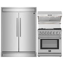 Forno 3-Piece Appliance Package - 30-Inch Dual Fuel Range with Air Fryer, 60-Inch Pro-Style Refrigerator & Wall Mount Hood with Backsplash in Stainless Steel